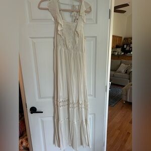 Mossimo Supply Co. Cream Ruffle Maxi Dress